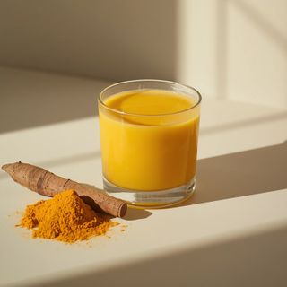 Goldenes Milchgetränk mit gesundheitsfördernden Eigenschaften auf Kurkuma-Basis