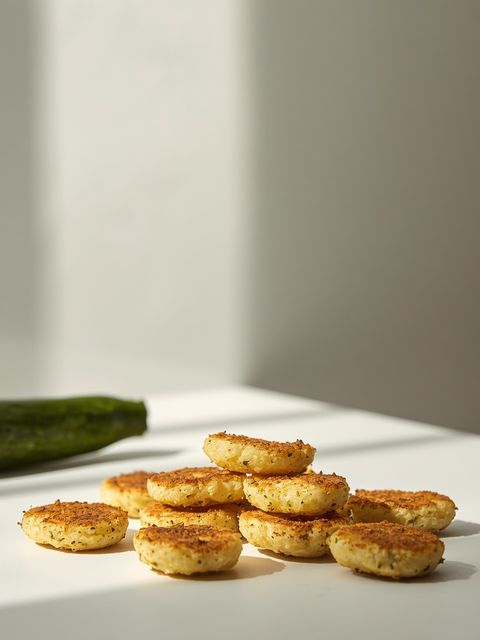 Zucchini Croquettes and Chips as Healthy Snacks