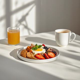 What is the method to create a wholesome and balanced breakfast serving?