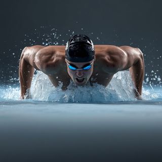 Schwimmen, Kraulen, schnell, energiegeladen, erfahrener Schwimmer