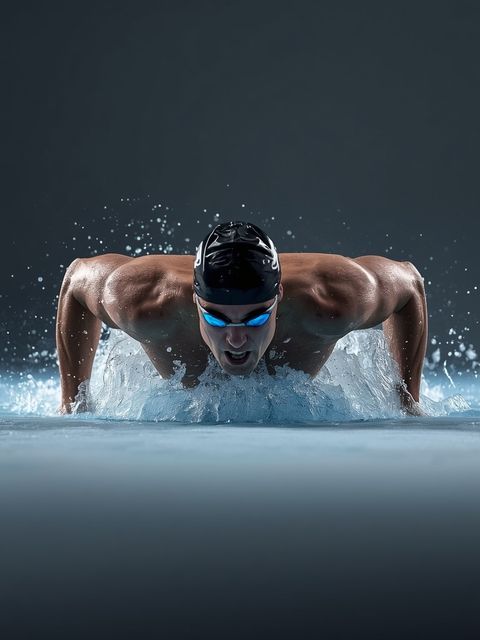 Schwimmen, Kraulen, schnell, energiegeladen, erfahrener Schwimmer