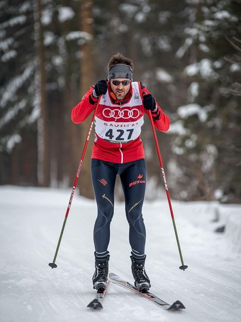 Narciarstwo, biegi narciarskie, 7-8 km/h, umiarkowana prędkość i wysiłek