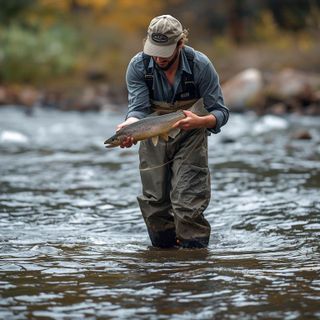 Fishing in stream, in waders (Taylor Code 670)