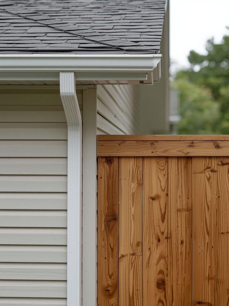 Schreinerei, Außenbereich, Installation Regenrinne (Taylor-Code 640), Bau eines Zauns