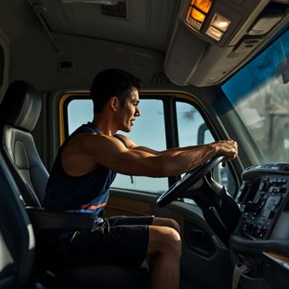 Jazda samochodem dostawczym, taksówką, autobusem, autobusem szkolnym