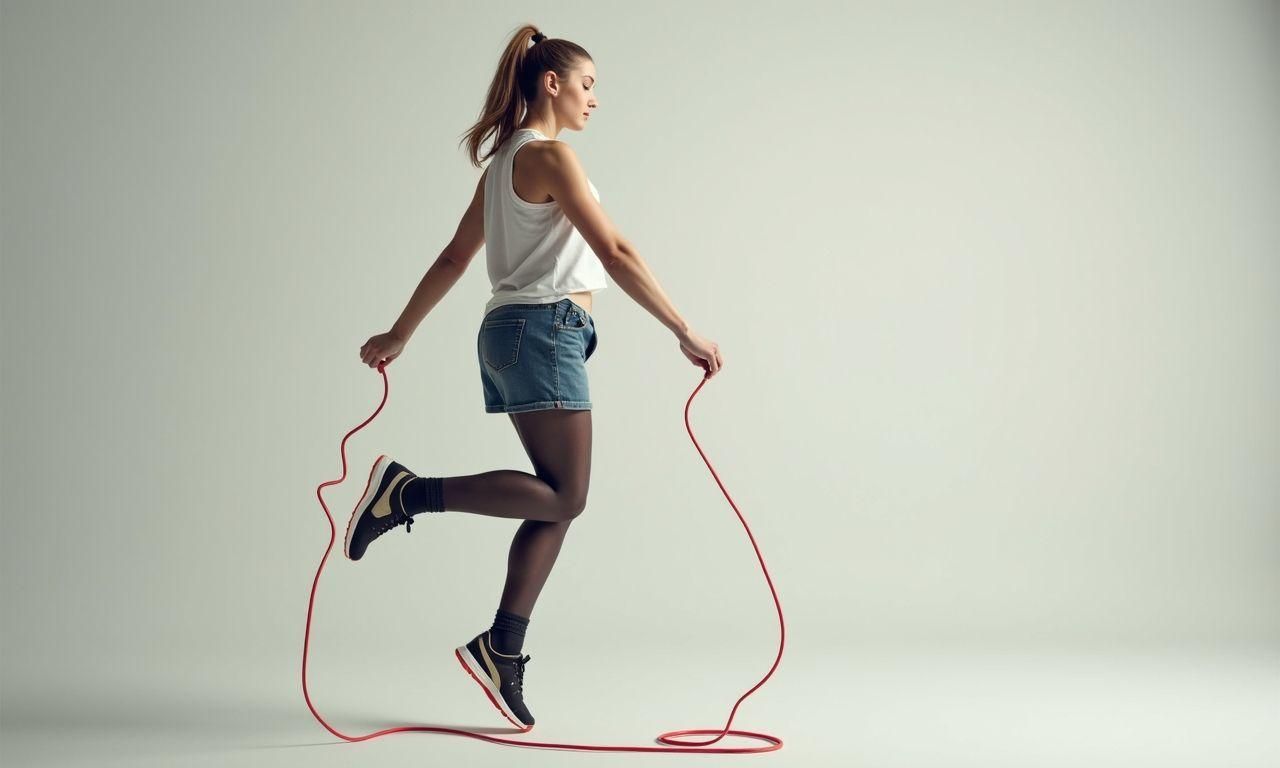 Skakanie na skakalce, wolne tempo, < 100 przeskoków/min, przeskok na odległość 2 stóp, rytmiczne odbijanie się