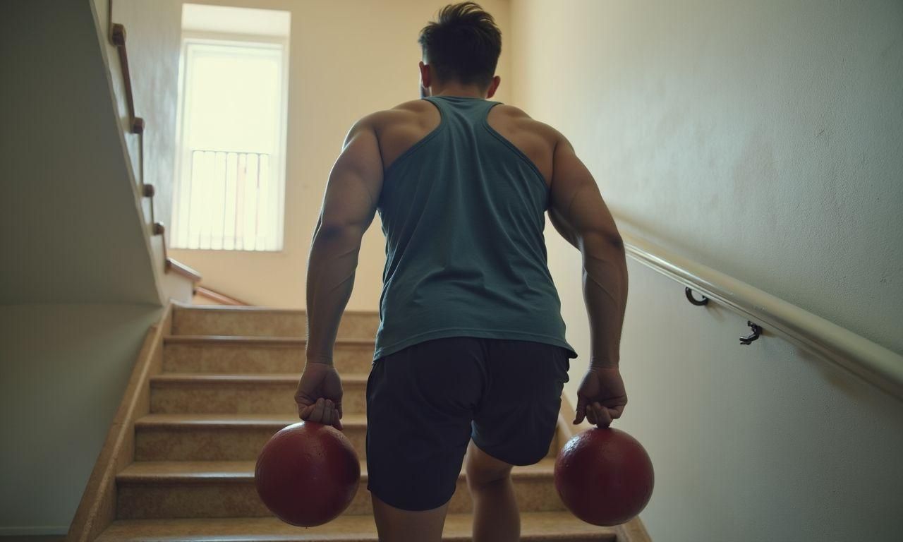 Tragen einer Last von > 34 kg die Treppe hinauf