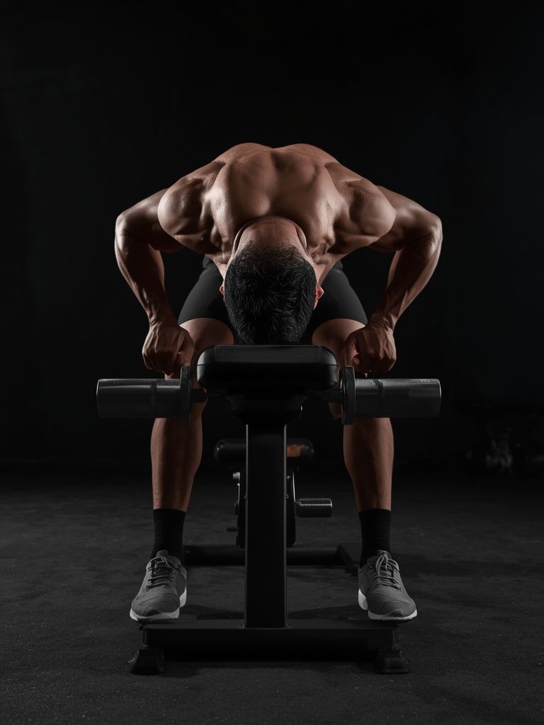Bent Over Dumbbell Rear Delt Raise With Head On Bench