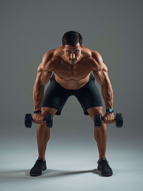 Bent Over Two-Kurzhantel Rudern With Palms In