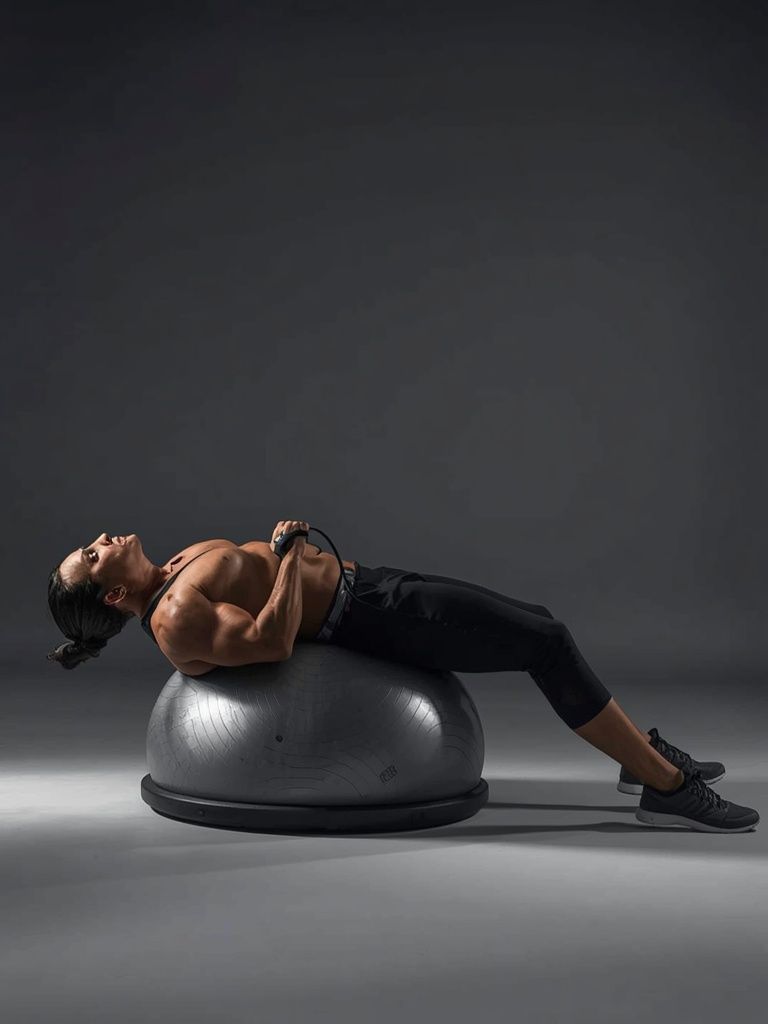 Bosu Ball Cable Crunch With Side Bends