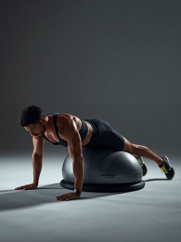 Bosu Ball Cable Crunch With Side Bends