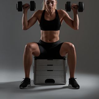 Dumbbell Seated Box Jump