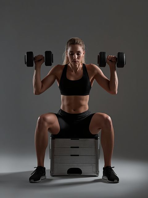 Hantle Siedząc Box Jump