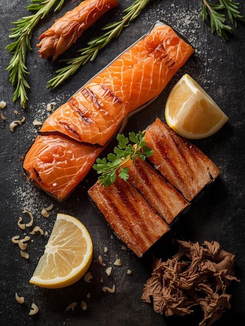 Geschnittene und geräucherte Fische, getrocknete Fische oder Fleisch