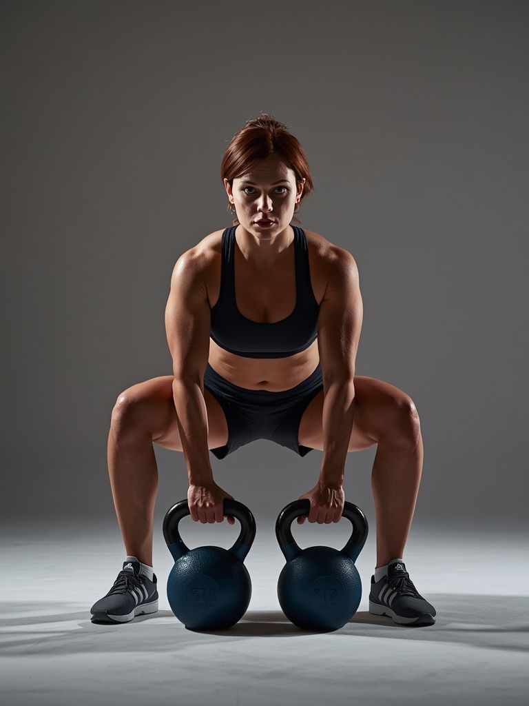 Front Przysiads With Two Kettlebells
