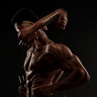 Na ławce skośnej Sztanga Triceps Wyprosty