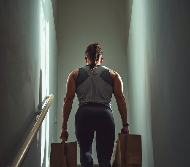 Carrying Groceries Upstairs