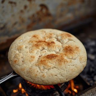 Cooking Indian Bread on an Outside Stove