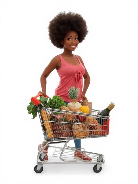 Food Shopping with Grocery Cart or Without, Standing or Walking