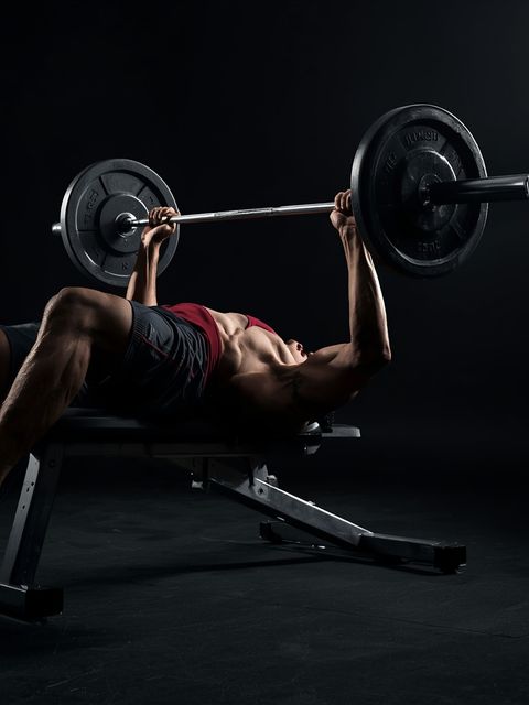 Lying High Bench Barbell Curl