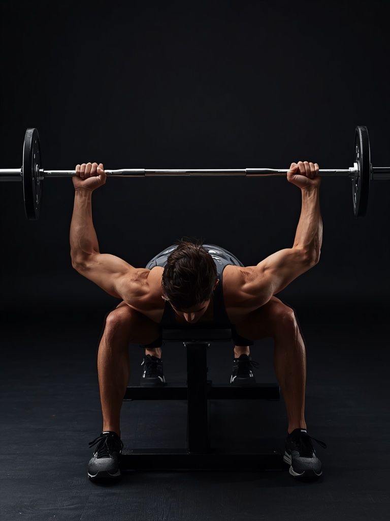 Lying High Bench Barbell Curl