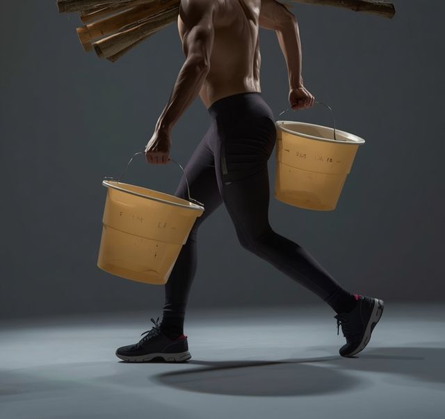 Maple Syrup Harvesting with Carrying Buckets and Wood