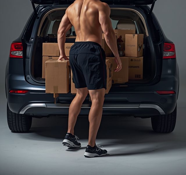 Boxen packen und entpacken, Be- und Entladen des Autos