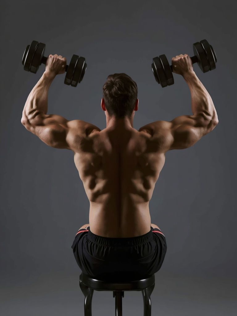 Sitzend Bent-Over Two-Arm Kurzhantel Triceps Streckung