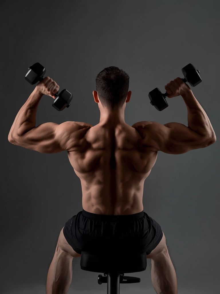 Seated Bent-Over Two-Arm Dumbbell Triceps Extension