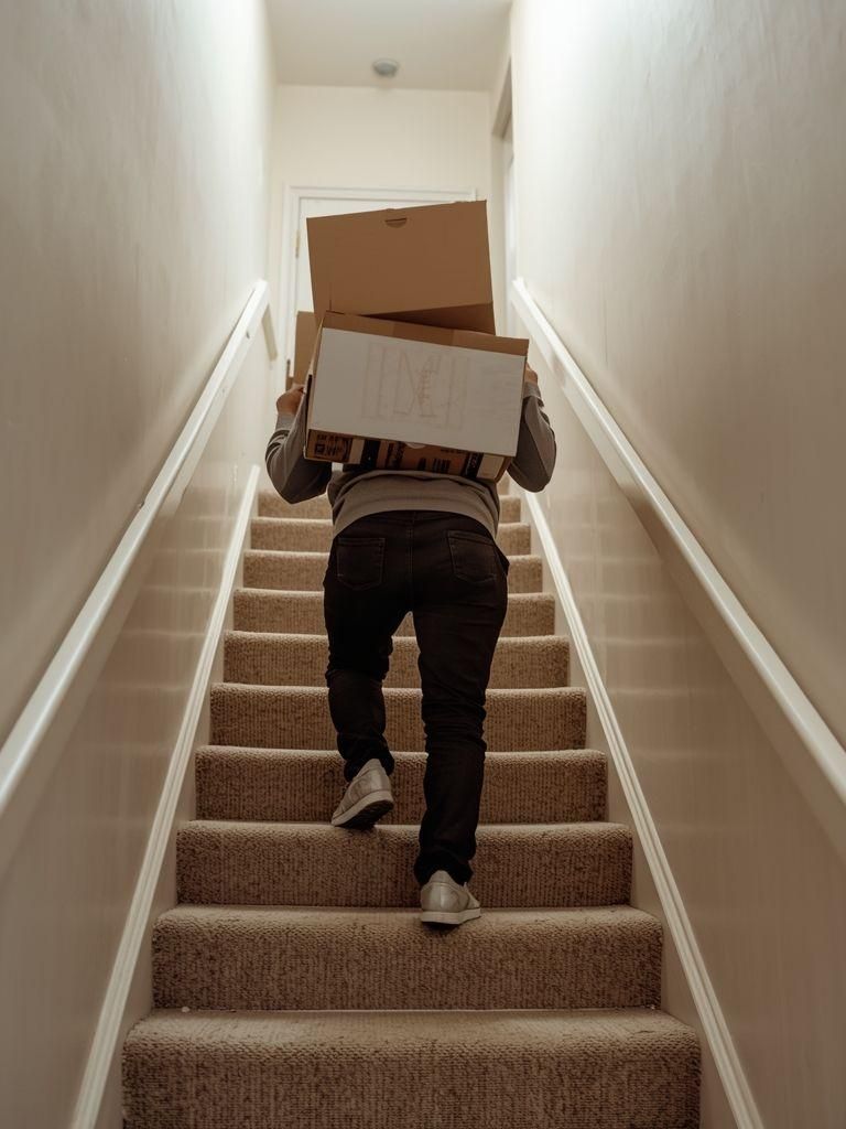 Moving Household Items Upstairs, Carrying Boxes or Furniture