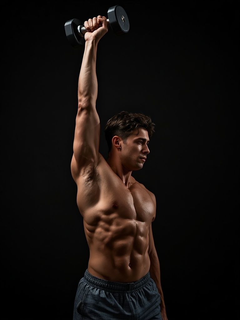 Standing Dumbbell Straight-Arm Front Delt Raise Above Head