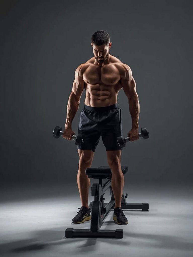 Standing One-Arm Dumbbell Curl Over Incline Bench