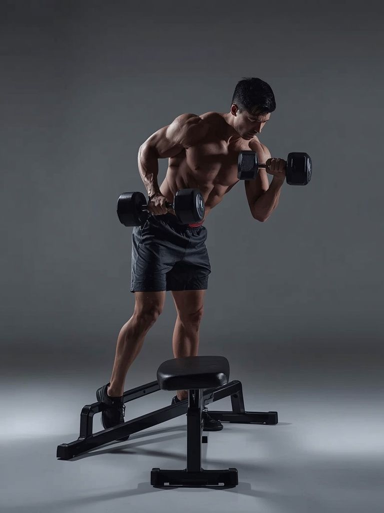 Stehend One-Arm Kurzhantel Curl Over Schrägbank Bench