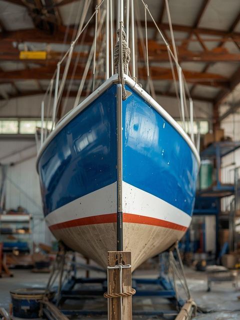 Schleifen und Bemalen eines Segelboots oder Motorboots