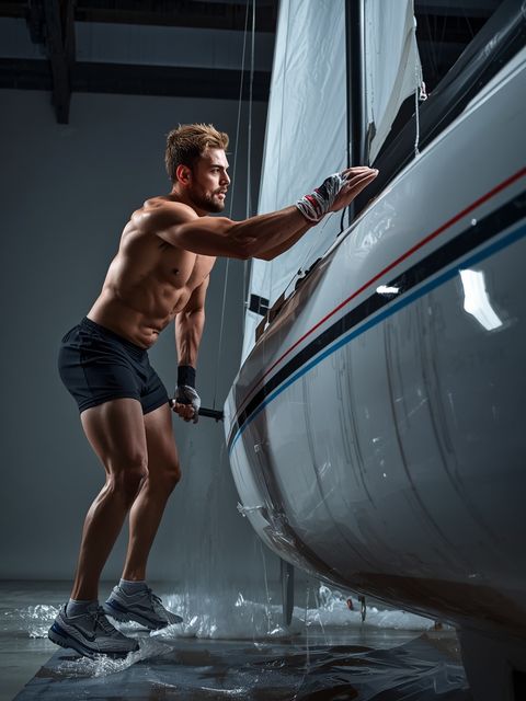 Washing and Waxing of Sailboat or Airplane Hull