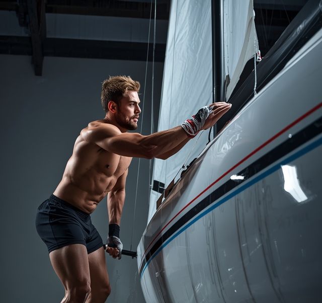 Washing and waxing boat or aircraft hull