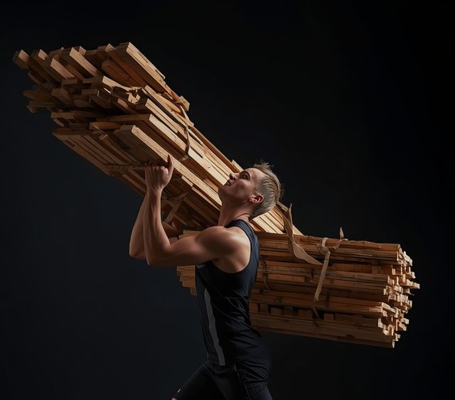 Carrying and stacking wood (light-to-moderate effort)