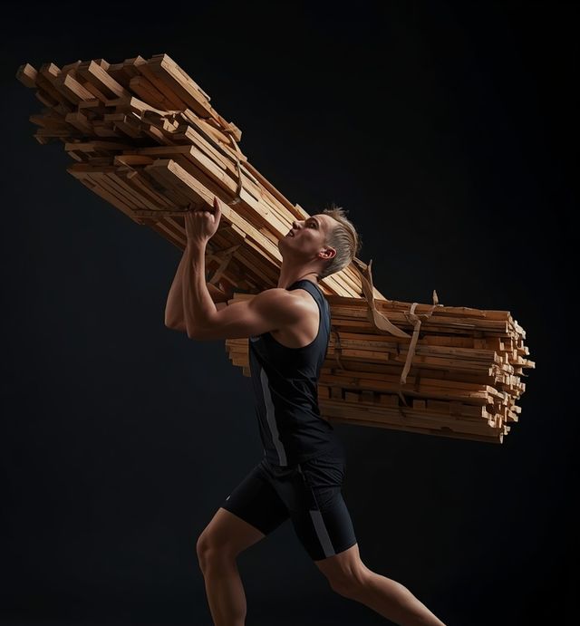 Carrying and stacking wood (light-to-moderate effort)