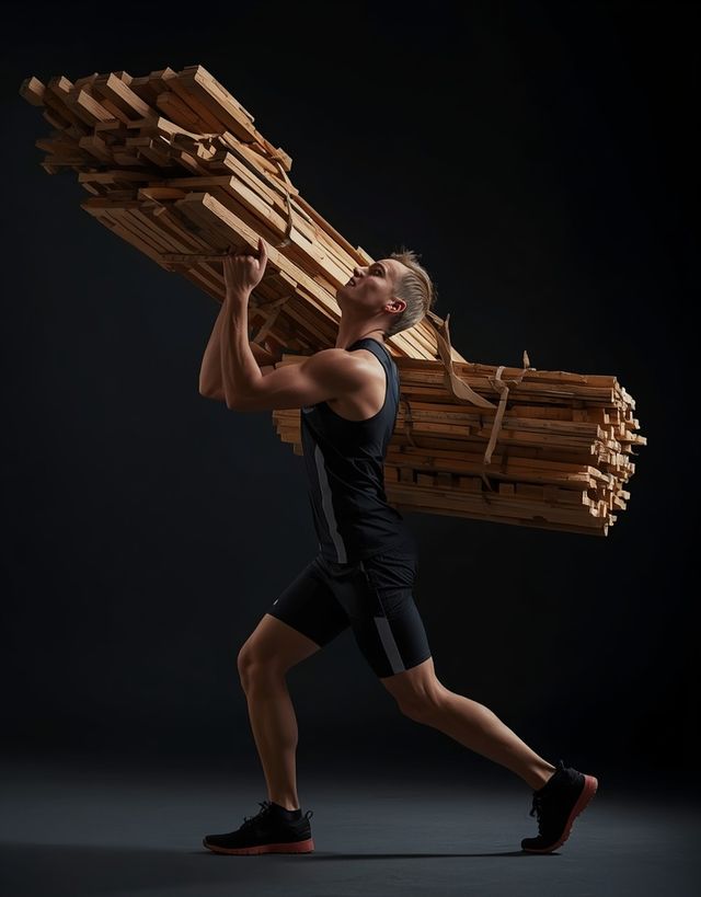 Carrying and stacking wood (light-to-moderate effort)