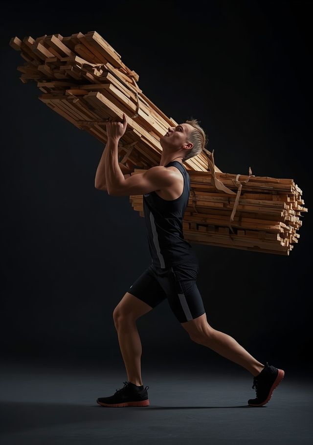 Carrying and stacking wood (light-to-moderate effort)