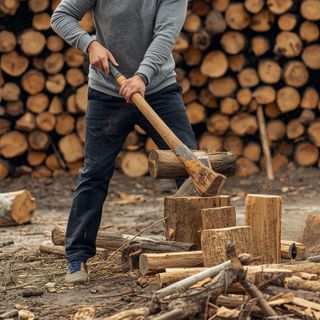 Holzhacken, Brennholz spalten, moderater Aufwand
