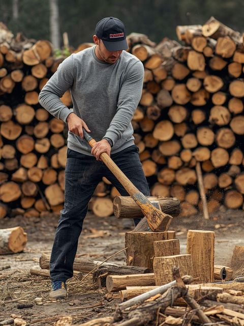 Holzhacken, Brennholz spalten, moderater Aufwand