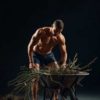 Clearing brush/land, undergrowth, or ground, hauling branches, wheelbarrow chores, vigorous effort