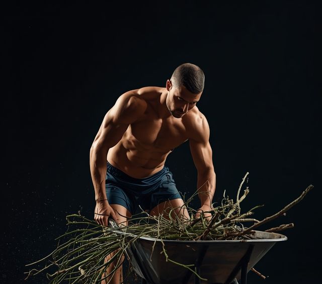 Clearing brush, hauling branches, and wheelbarrow chores