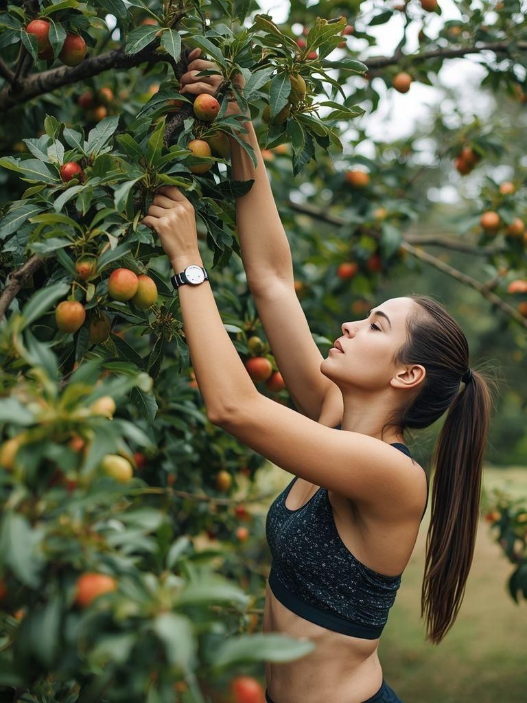 Zbieranie owoców z drzew, zbieranie owoców i warzyw, umiarkowany wysiłek