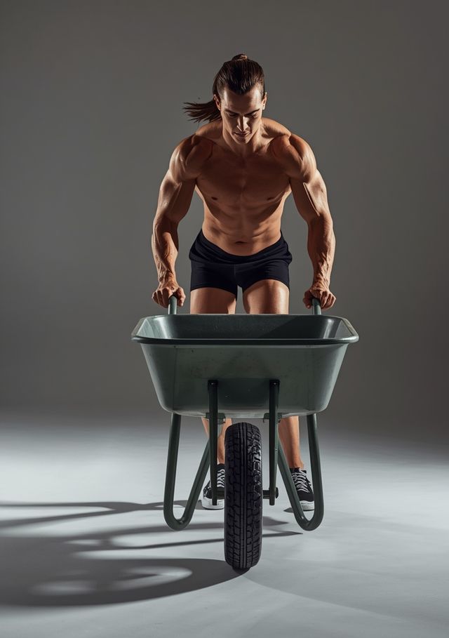 Pushing a Garden Wheelbarrow