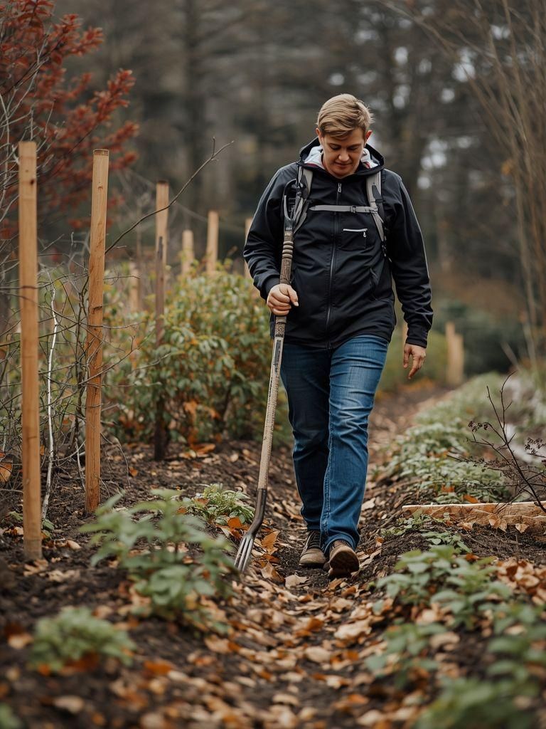 Walking, Gathering Gardening Tools