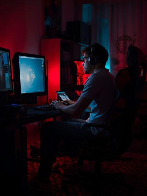 Sitting, Playing Traditional Video Game, Computer Game