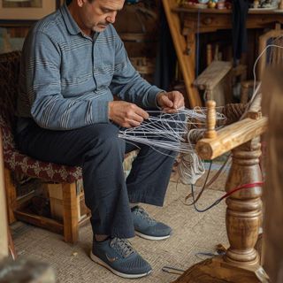 Sitting, Arts & Crafts, Woodcarving, Weaving, Wool Spinning, Moderate Effort