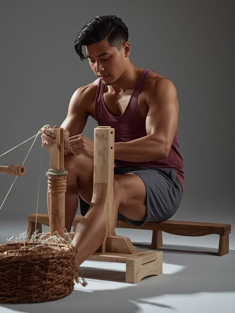 Sitting, Arts & Crafts, Woodcarving, Weaving, Wool Spinning, Moderate Effort